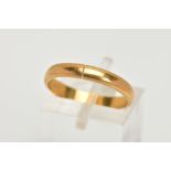 AN AF 22CT GOLD BAND RING, polished court ring, approximate dimensions width 3mm x depth 1mm,