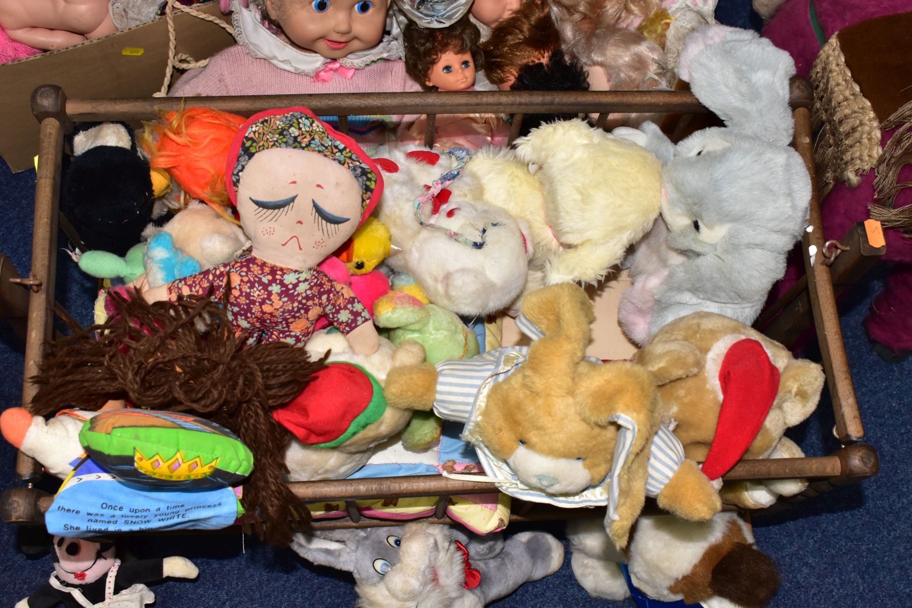 THREE BOXES AND LOOSE SOFT TOYS, DOLLS, DOLLS PRAM AND CRADLE, to include approximately eighteen - Image 5 of 13