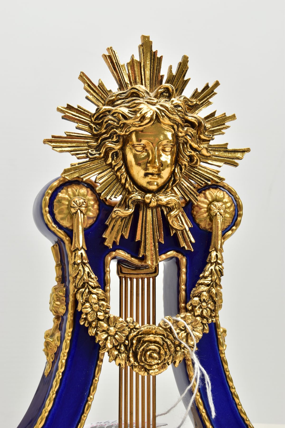 A MARIE-ANTIONETTE PORCELAIN CLOCK, a Victoria and Albert museum repoduction mantle clock, cobalt - Image 4 of 6