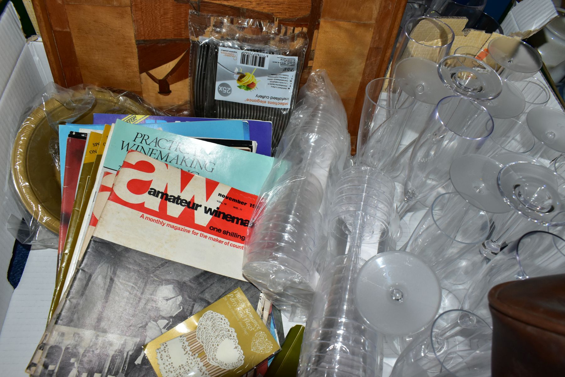 THREE BOXES AND LOOSE WINEMAKING PUBLICATIONS, ADIDAS BAG, PLASTIC WINE GLASSES AND SUNDRY ITEMS, to - Image 3 of 5