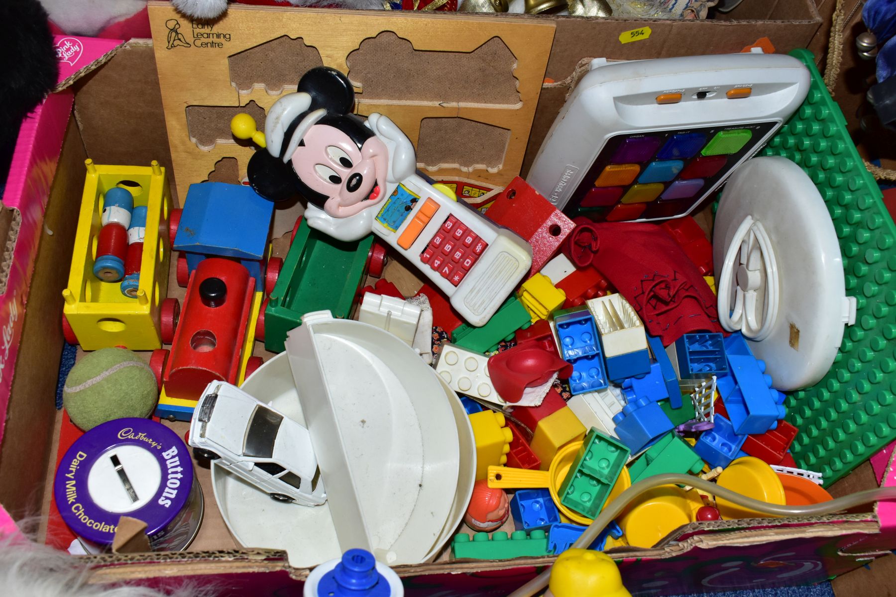 FIVE BOXES AND LOOSE OF SOFT TOYS, CHILDREN'S PLASTIC TOYS, HOBBY HORSES, ETC, including three - Image 4 of 12