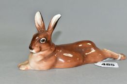A ROYAL DOULTON FIGURE OF A RECUMBENT HARE HN2593, height 8.5cm, length 19cm, green printed, painted