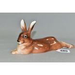 A ROYAL DOULTON FIGURE OF A RECUMBENT HARE HN2593, height 8.5cm, length 19cm, green printed, painted