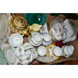 A QUANTITY OF ASSORTED TEA WARES, ETC, including an Aynsley trio, registration no. 783596, pattern