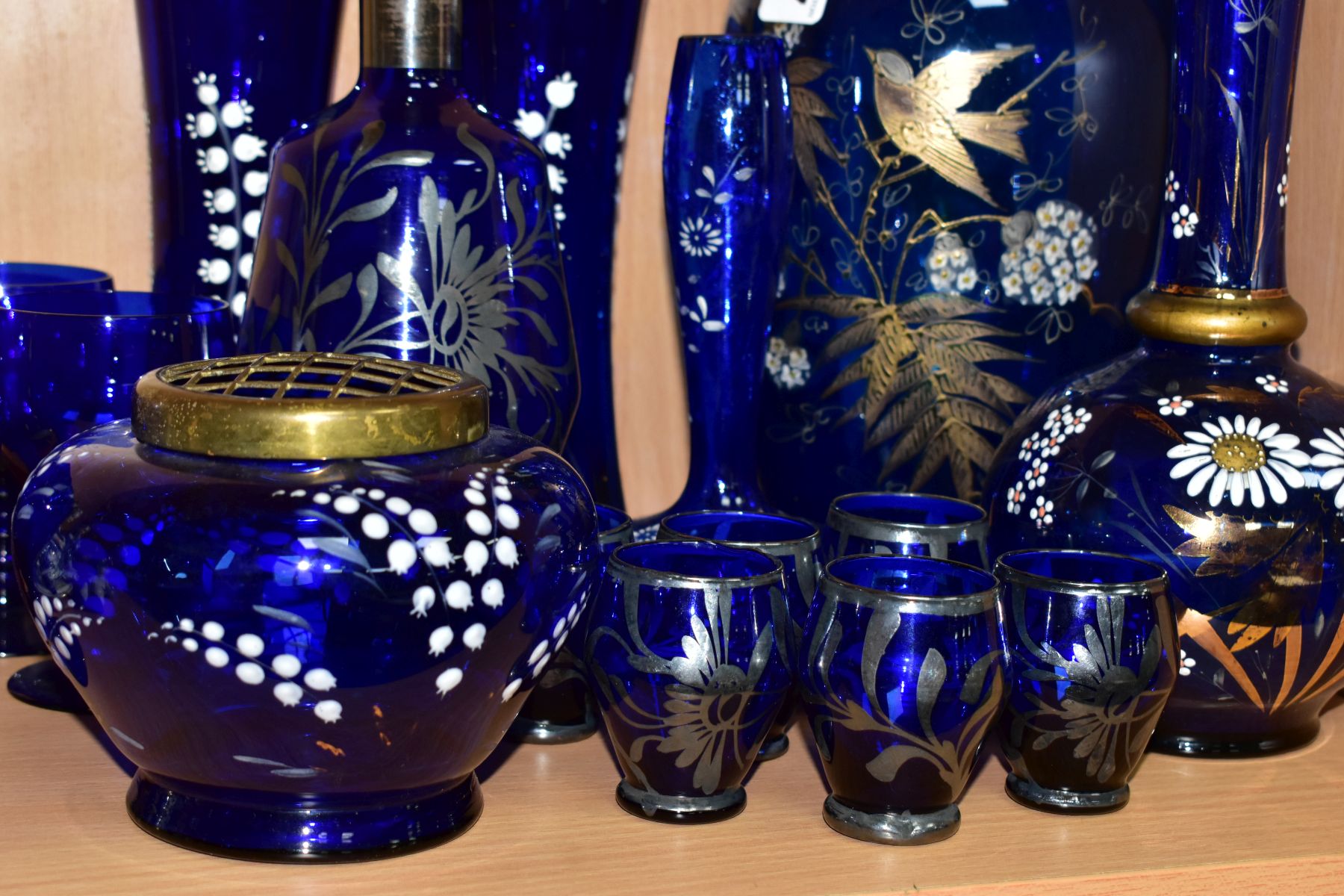 A COLLECTION OF COBALT BLUE GLASSWARES, seventeen pieces, largely late nineteenth and twentieth - Image 2 of 6