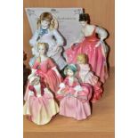 ROYAL DOULTON AND COALPORT FIGURINES, comprising Fair Lady HN2835, Debbie HN2400, Rose HN1368, Bo-