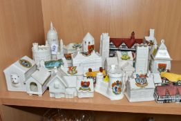 A COLLECTION OF ARCHITECTURE THEMED CRESTED CHINA AND OTHER CERAMIC BUILDINGS, over twenty pieces to
