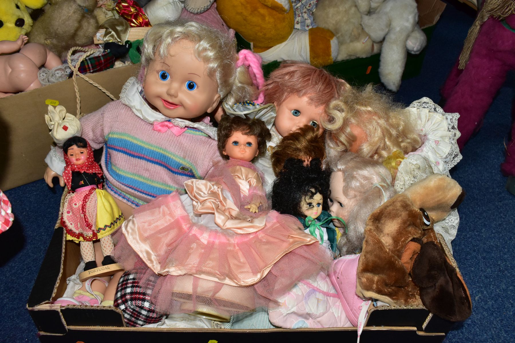 THREE BOXES AND LOOSE SOFT TOYS, DOLLS, DOLLS PRAM AND CRADLE, to include approximately eighteen - Image 11 of 13