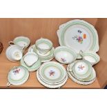 A TWENTY ONE PIECE PARAGON POLKA TEA SET, handpainted and transfer printed decoration, comprising