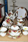 ROYAL ALBERT 'OLD COUNTRY ROSES' SIX PLACE TEASET, comprising teacups, saucers, side plates, teapot,