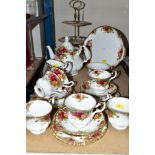 ROYAL ALBERT 'OLD COUNTRY ROSES' SIX PLACE TEASET, comprising teacups, saucers, side plates, teapot,