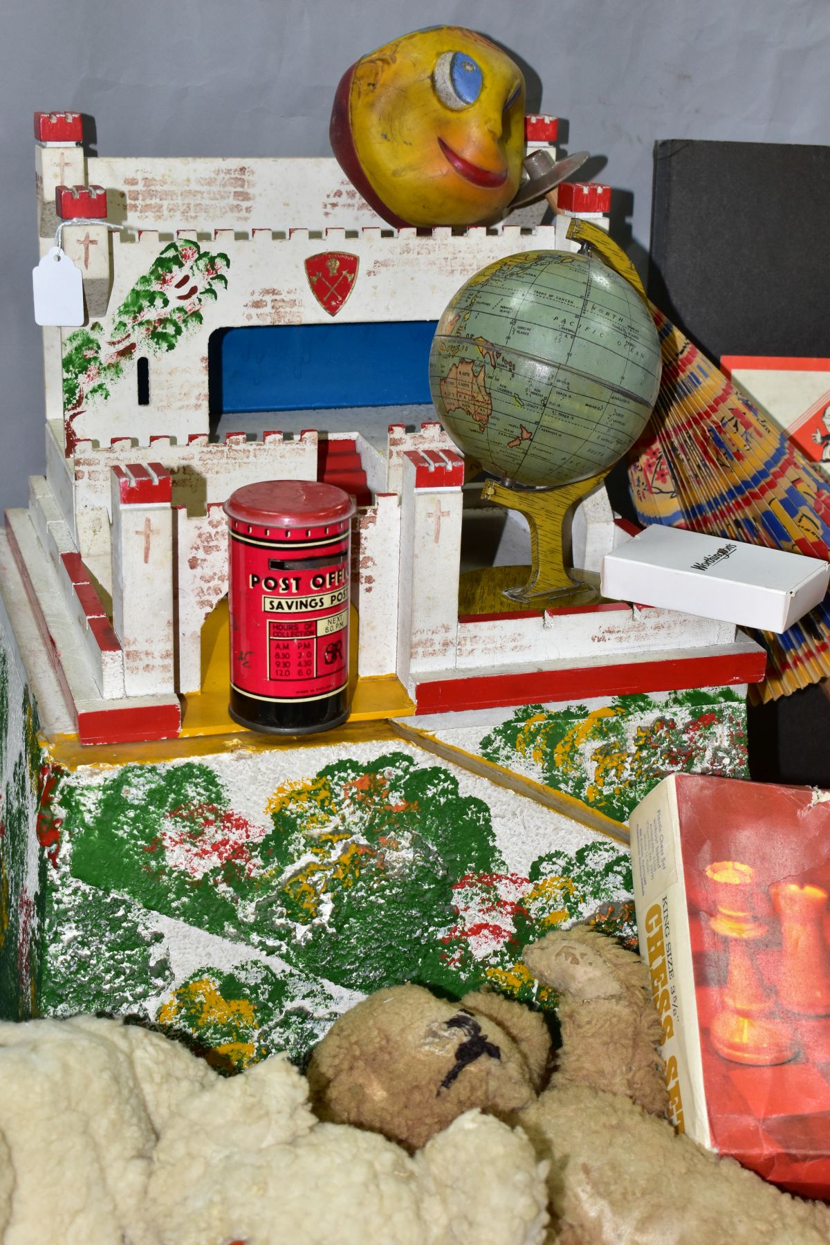 TWO BOXES OF VINTAGE TOYS AND BOARD GAMES AND A WOODEN FORT, including J & L Randall Ltd 'Colour - Image 4 of 12