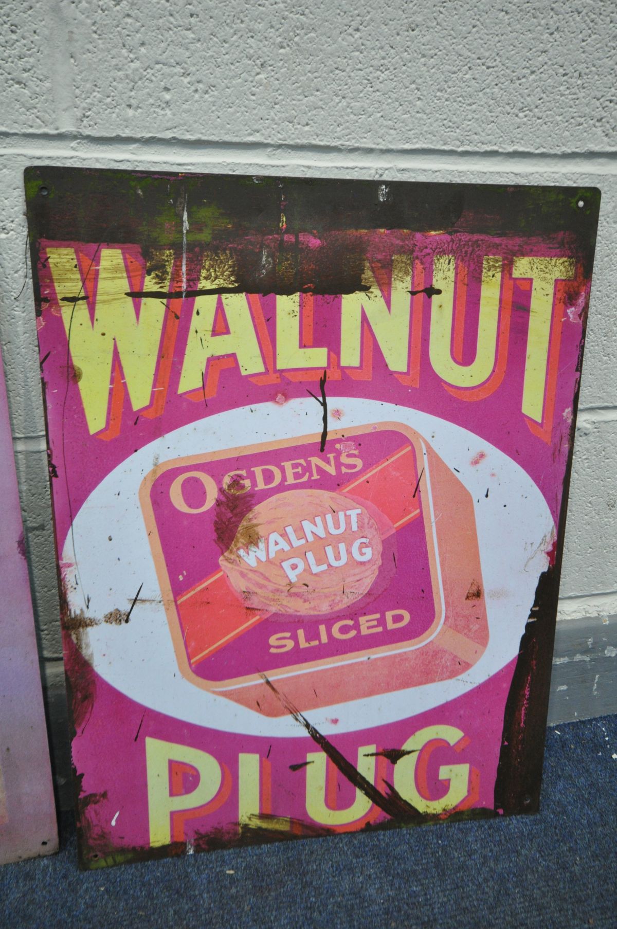 A PINK OGDENS SLICED WALNUT PLUG ENAMEL SIGN, width 45.5cm x height 60.5cm, a cycles aluminium sign, - Image 2 of 5