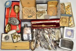 A BOX OF ASSORTED ITEMS, to include a Wedgewood trinket box, a Rotary wristwatch, a novelty pocket
