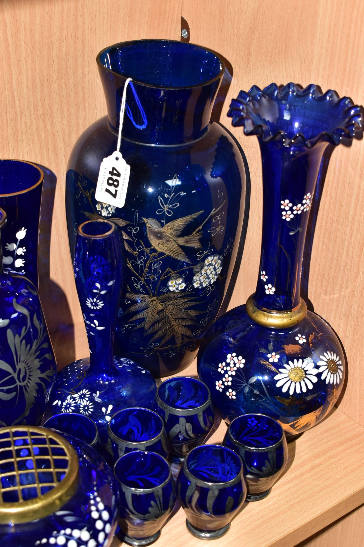 A COLLECTION OF COBALT BLUE GLASSWARES, seventeen pieces, largely late nineteenth and twentieth - Image 3 of 6