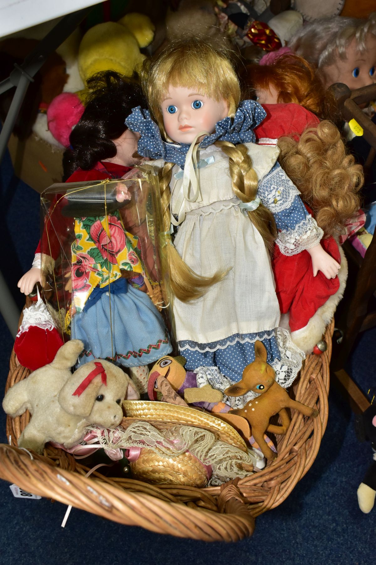 THREE BOXES AND LOOSE SOFT TOYS, DOLLS, DOLLS PRAM AND CRADLE, to include approximately eighteen - Image 3 of 13