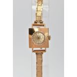 A LADYS 9CT GOLD 'ACCURIST' WRISTWATCH, hand wound movement, round gold dial signed 'Accurist, 21