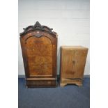 A 19TH CENTURY FRENCH WALNUT AND BURR ARMOIRE, with a single drawer, width 100cm x depth 47cm x