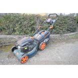 A BMC LAWNRACER 20ESi SELF PROPELLED PETROL LAWN MOWER with a Wolf engine, electric start, auto