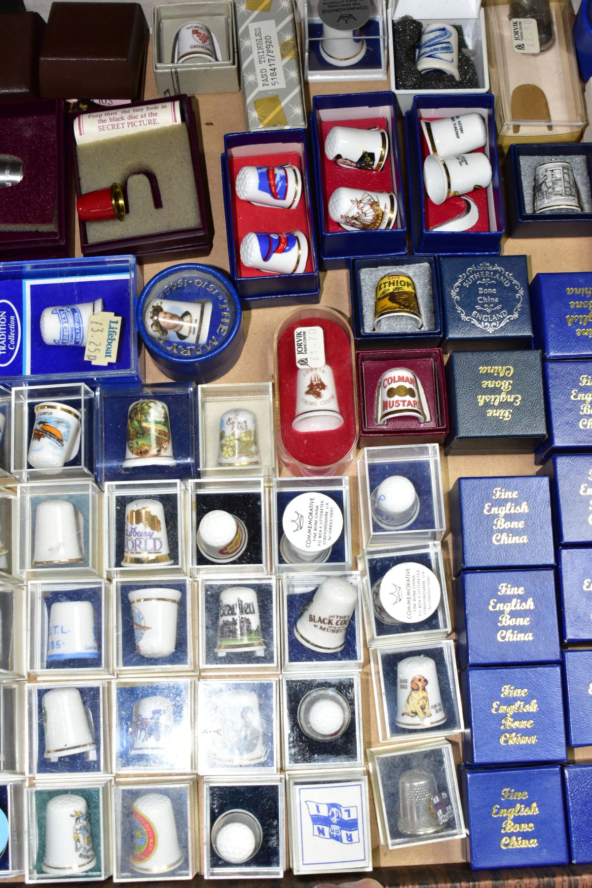 TWO BOXES OF COLLECTORS THIMBLES TOGETHER WITH THIMBLE EPHEMERA ETC, brands include, Fenton China - Image 5 of 7