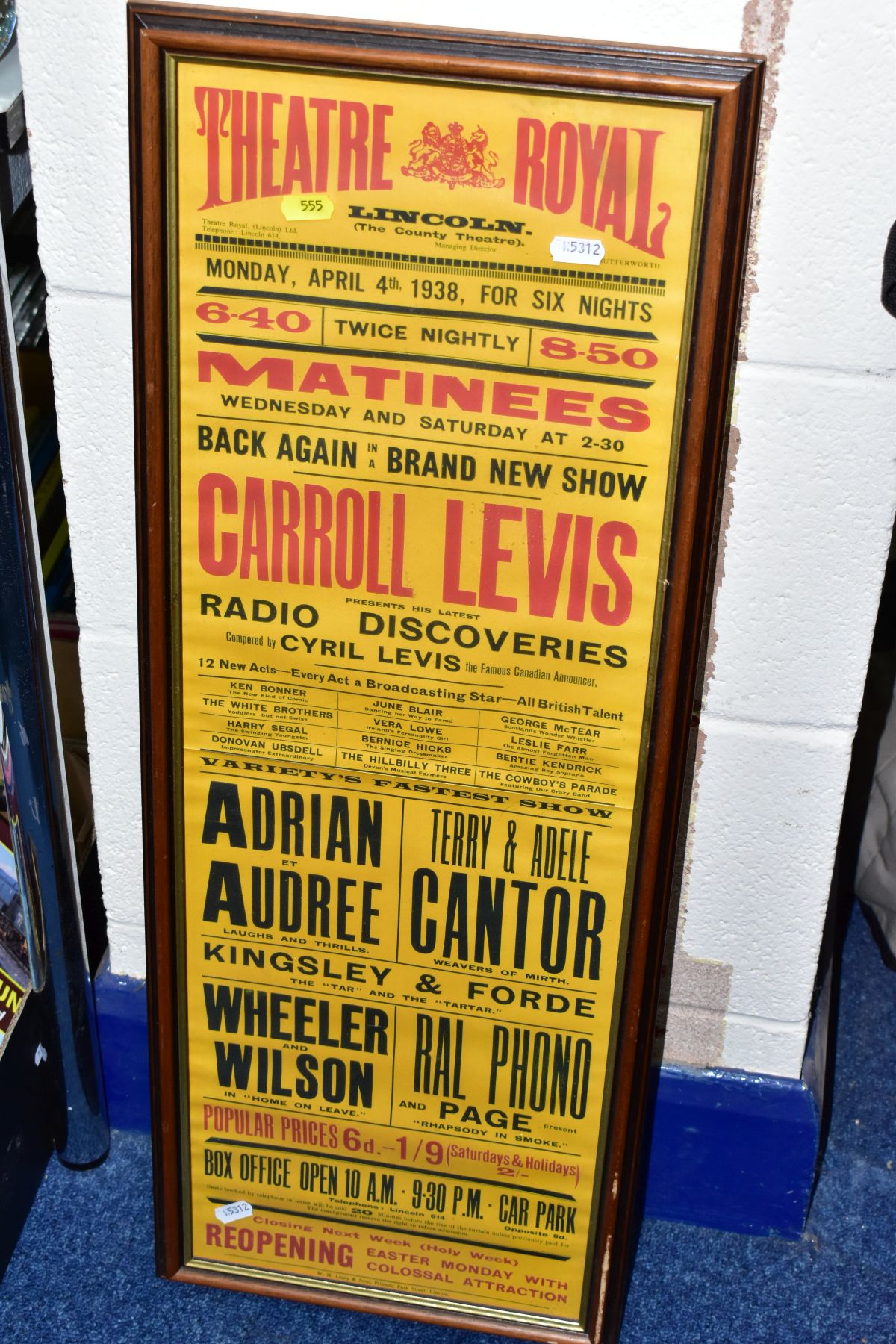 THREE FRAMED AND GLAZED FACSIMILE THEATRE ROYAL POSTERS, (one with Lincoln in brackets and another - Image 3 of 3