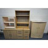 A SELECTION OF OFFICE CABINETS, to include a two door cupboard, two office drawers (missing drawer