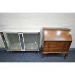 AN EARLY TO MID 20TH CENTURY MAHOGANY BUREAU, fall front with a fitted interior, width 87cm x