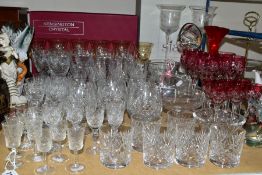 A QUANTITY OF CUT CRYSTAL AND OTHER GLASSWARES, approximately seventy pieces to include a boxed