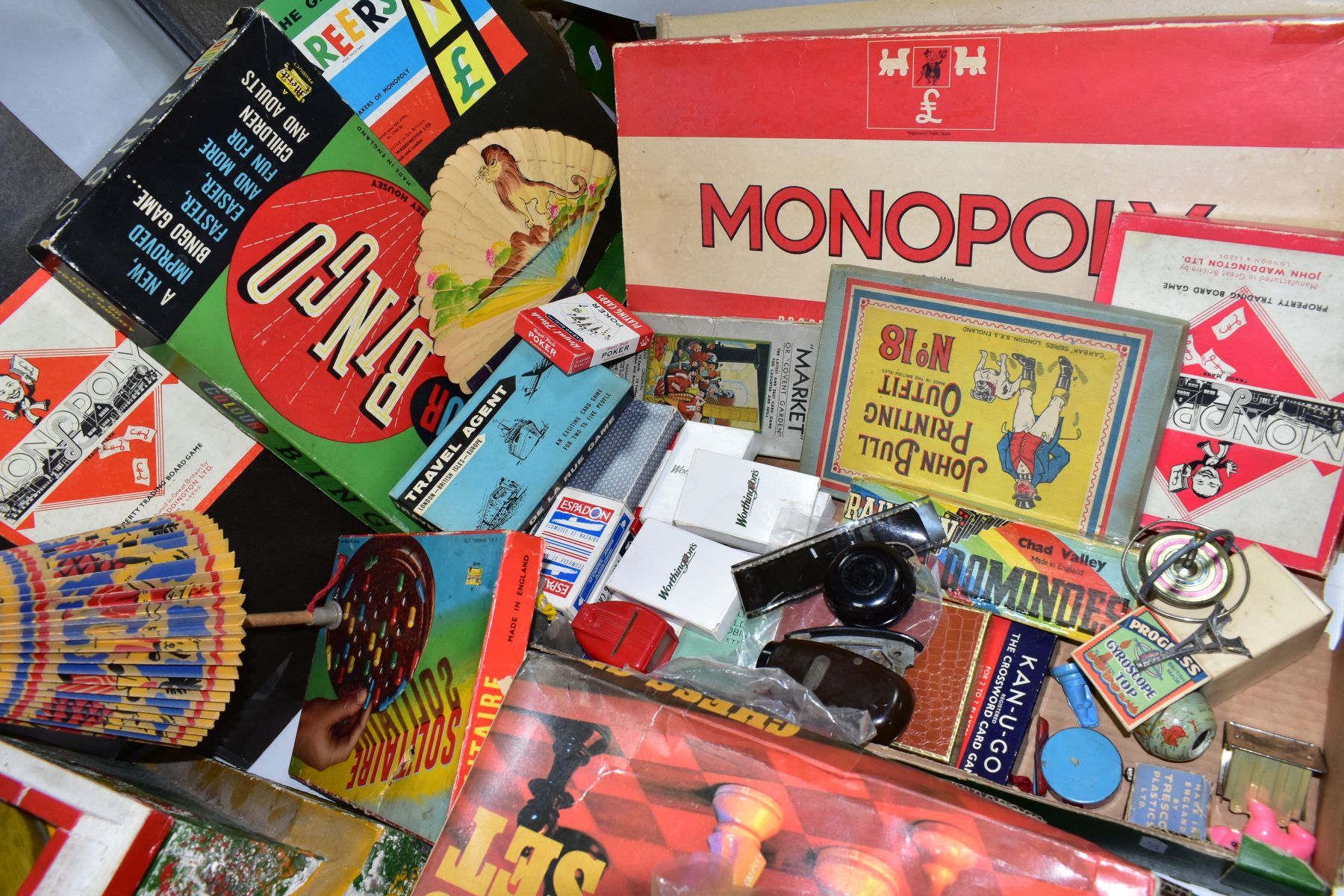 TWO BOXES OF VINTAGE TOYS AND BOARD GAMES AND A WOODEN FORT, including J & L Randall Ltd 'Colour - Image 12 of 12