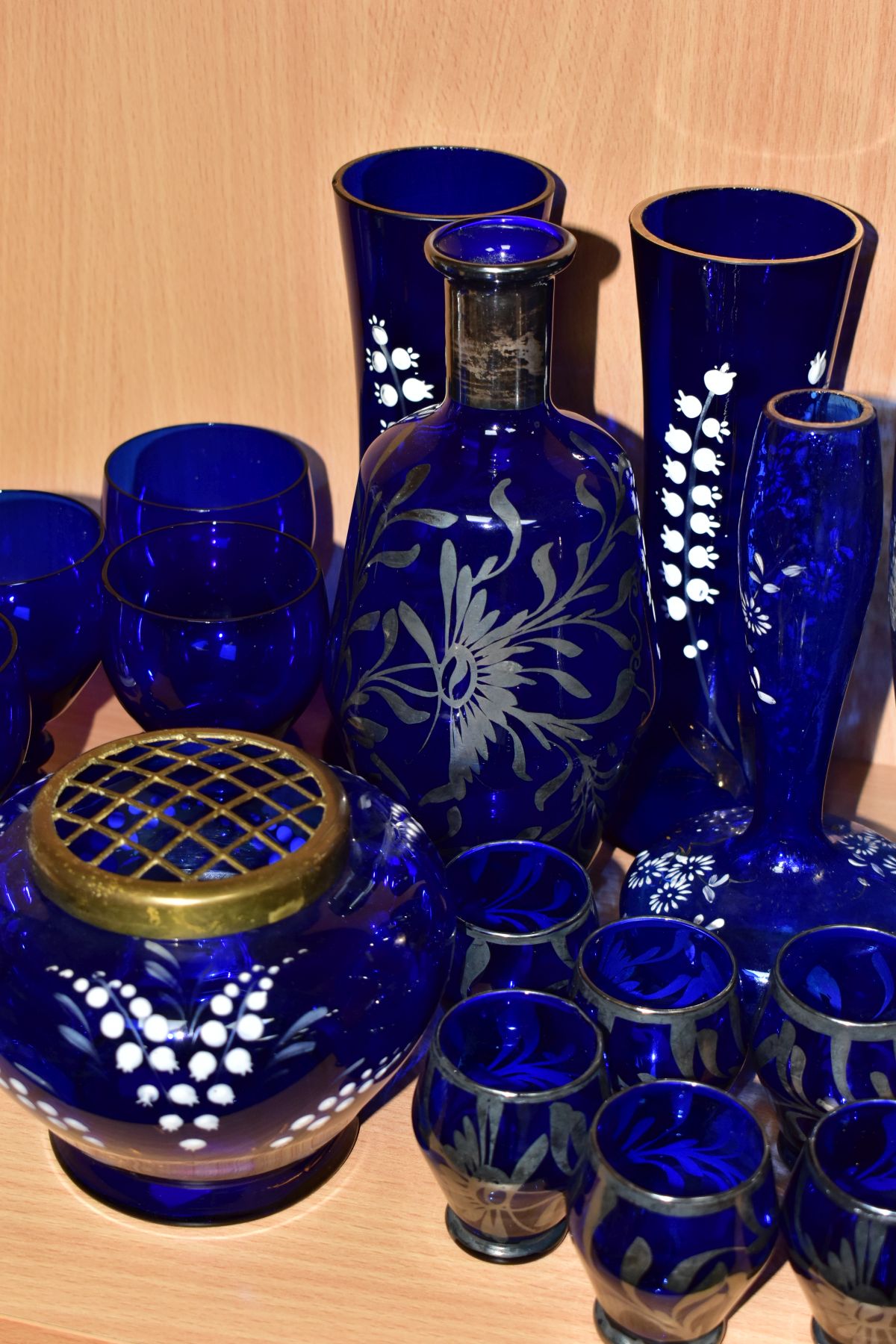 A COLLECTION OF COBALT BLUE GLASSWARES, seventeen pieces, largely late nineteenth and twentieth - Image 4 of 6