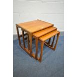 A G PLAN QUADRILLE NEST OF THREE TABLES, largest table length 54cm x depth 44cm x height 49cm (