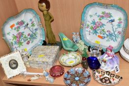 DECORATIVE CERAMICS AND GLASS ETC, to include Royal Doulton figurine Monica HN1476, a pair of