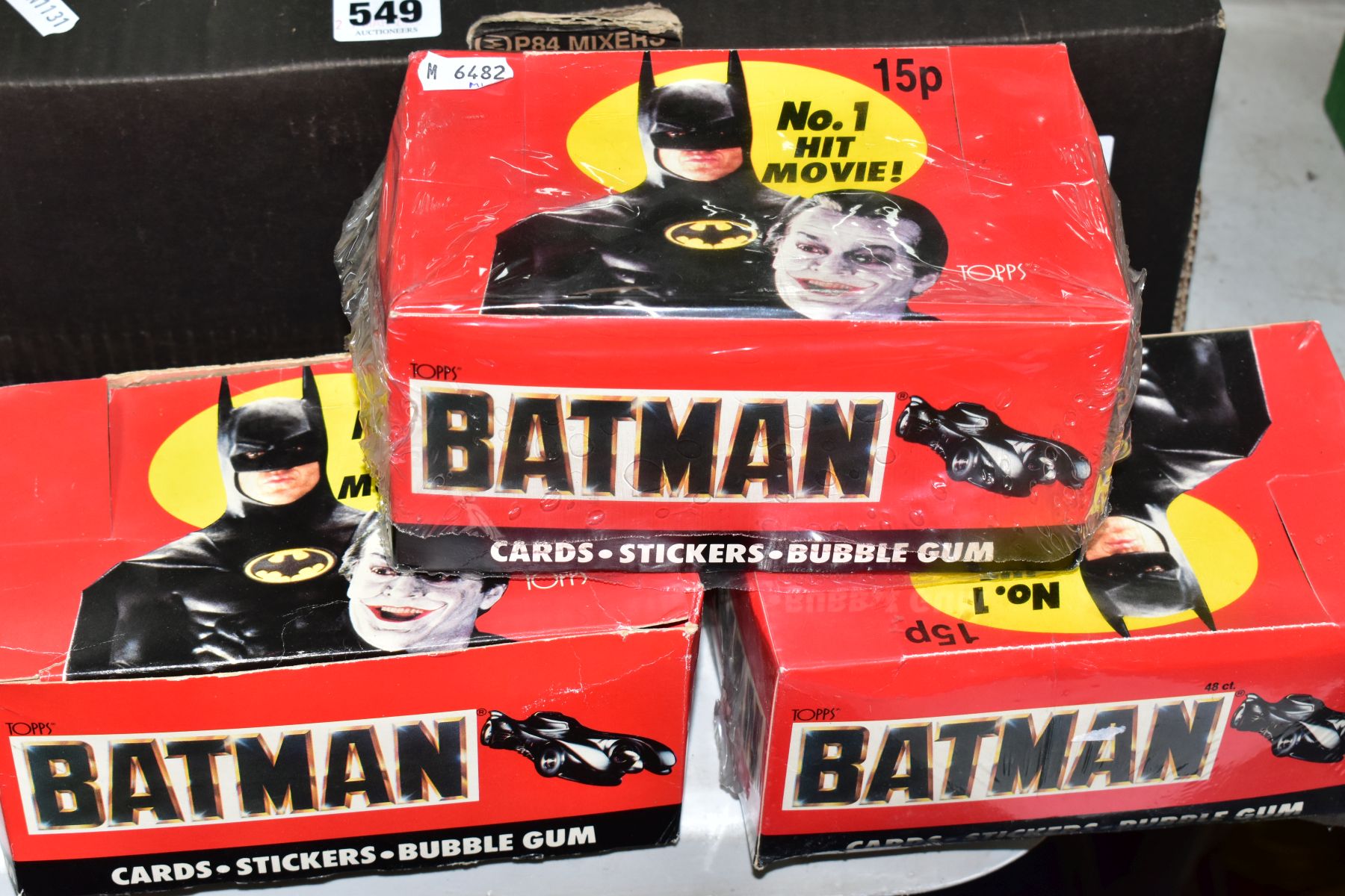 THREE BOXES OF TOPPS BATMAN THE MOVIE CARDS FROM 1989, two are unopened and still factory sealed