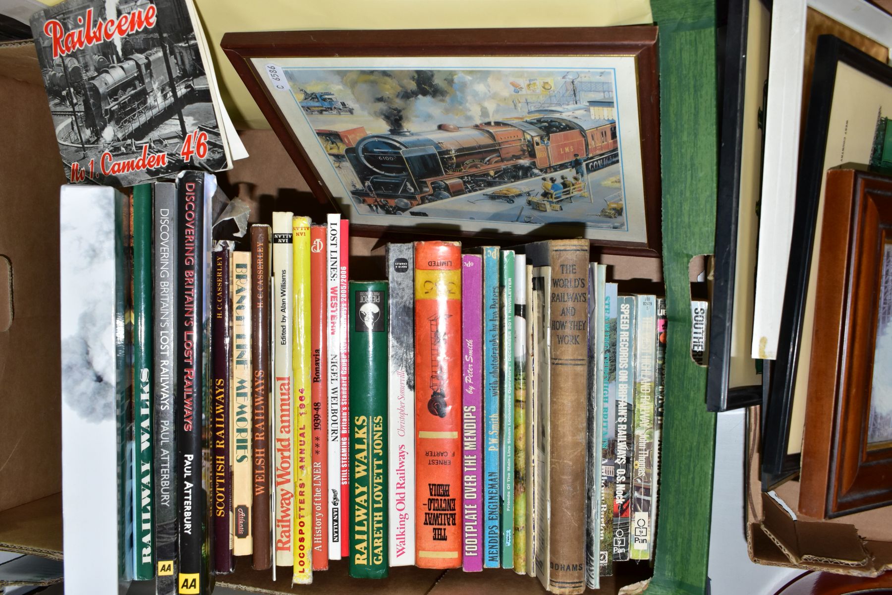 TWO BOXES OF RAILWAY BOOKS, PICTURES, MODELS AND OTHER ITEMS RELATING TO TRAINS, to include over - Image 7 of 7