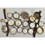 A BOX OF ASSORTED SILVER POCKET WATCHES, to include a silver open face pocket watch signed 'A.W.W.Co