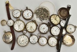 A BOX OF ASSORTED SILVER POCKET WATCHES, to include a silver open face pocket watch signed 'A.W.W.Co