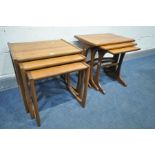 A G-PLAN QUADRILLE TEAK NEST OF THREE TABLES, width 54cm x depth 43cm x height 49cm together with