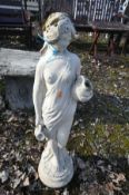 A COMPOSITE GARDEN FIGURE of a scantily clad lady carrying a water ewer height 78cm