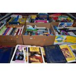 SIX BOXES OF BOOKS AND BOUND MAGAZINES, approximately one hundred and thirty books with titles to