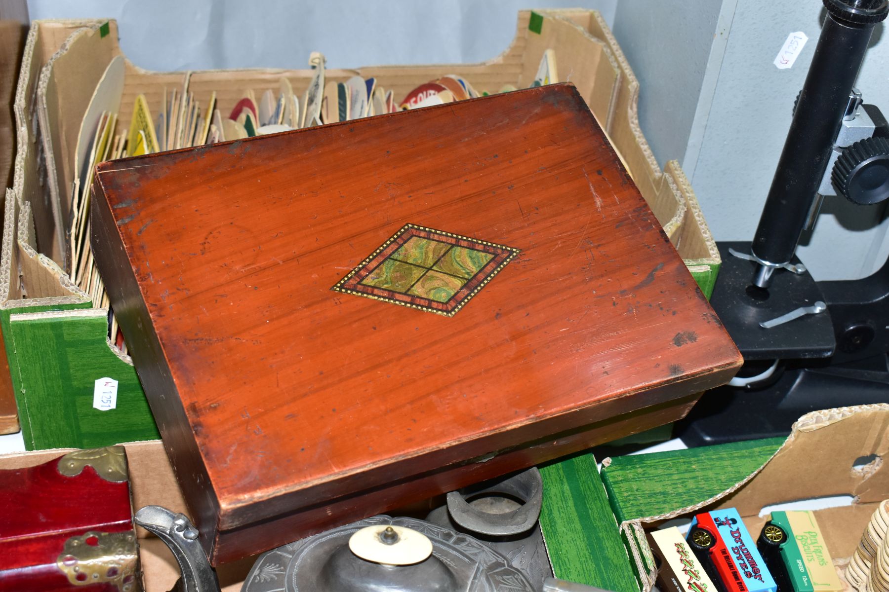 THREE BOXES AND LOOSE MICROSCOPES, DIECAST VEHICLES, METALWARES, BEER MATS AND SUNDRY ITEMS, to - Image 7 of 8