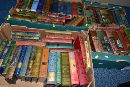 THREE BOXES OF VINTAGE LATE 19TH/EARLY 20TH CENTURY NOVELS, many in pictorial cloth bindings (