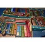 THREE BOXES OF VINTAGE LATE 19TH/EARLY 20TH CENTURY NOVELS, many in pictorial cloth bindings (