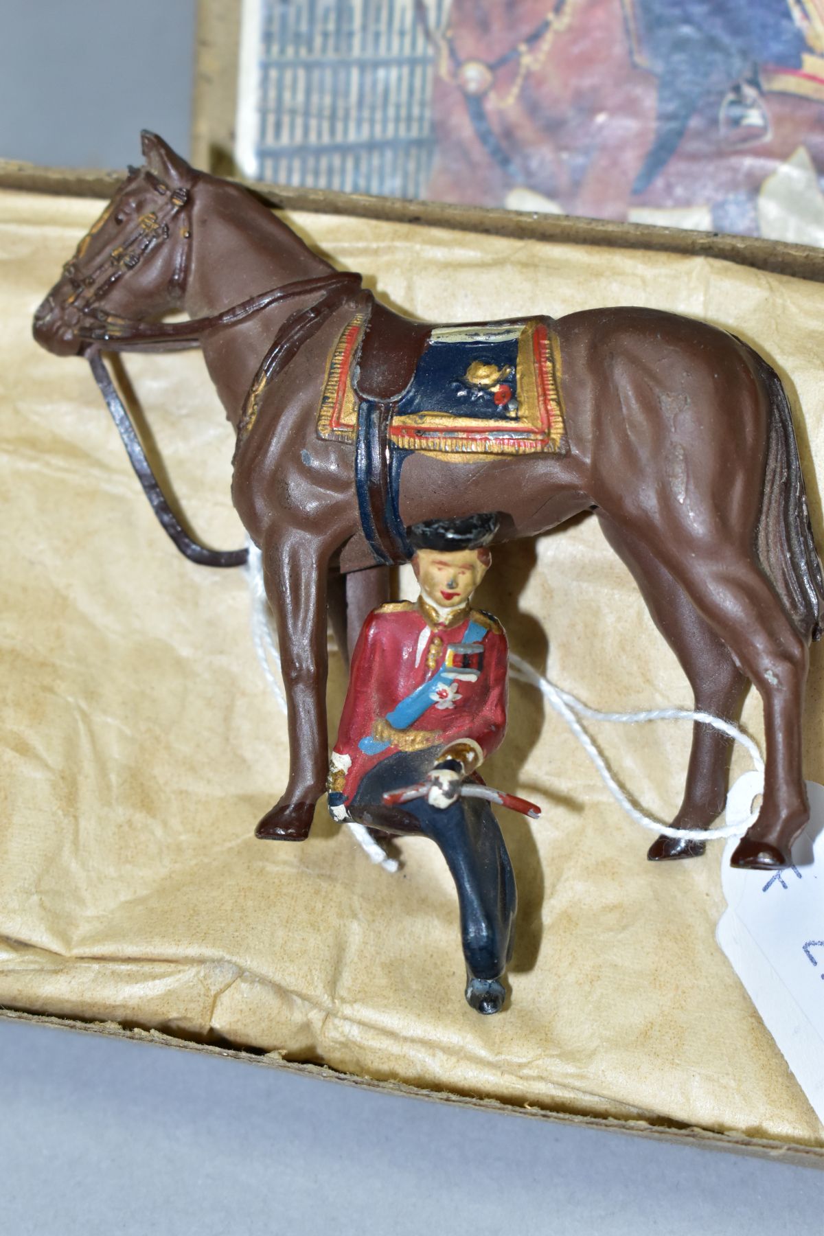 BOXED TIMPO 12216H PAINTED LEAD FIGURE OF QUEEN ELIZABETH AND HORSE, she is seated side saddle and - Image 3 of 7