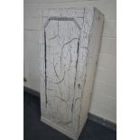 A VINTAGE PAINTED SINGLE DOOR CABINET, width 72cm x 50cm x height 179cm