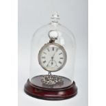 A VICTORIAN SILVER POCKET WATCH, ALBERT CHAIN AND VIEWING CASE, a white open face pocket watch,