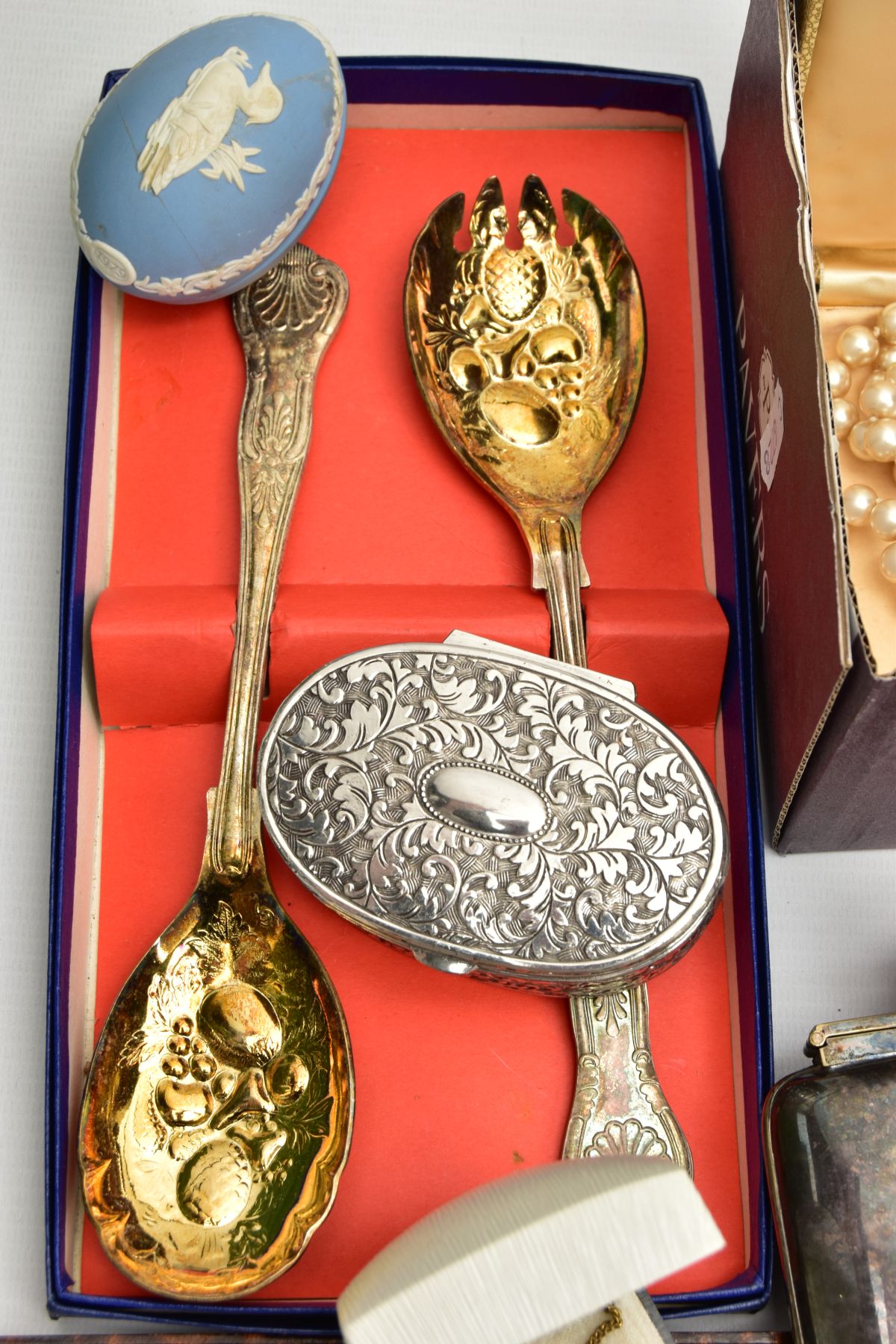 A BOX OF ASSORTED ITEMS, to include a Wedgewood trinket box, a Rotary wristwatch, a novelty pocket - Image 2 of 7