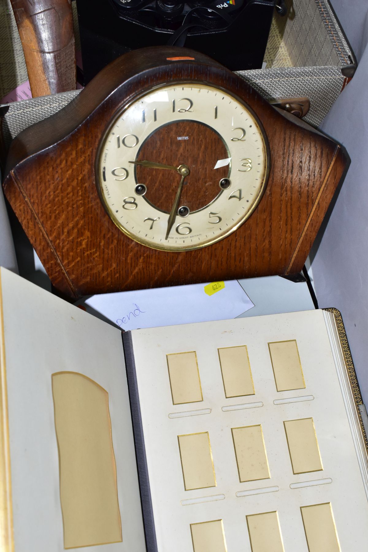 A MANTEL CLOCK, A PHOTOGRAPH ALBUM, A SUITCASE AND SUNDRY ITEMS, comprising a twentieth century - Image 4 of 8