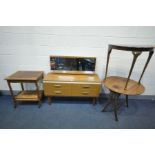 A MID-CENTURY ROSEWOOD EFFECT DRESSING TABLE, with a rectangular mirror, width 119cm x depth 43cm