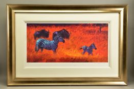 ROLF HARRIS (AUSTRALIA 1930) ' ZEBRA AND WILDEBEEST', a signed limited edition print, 160/195 with