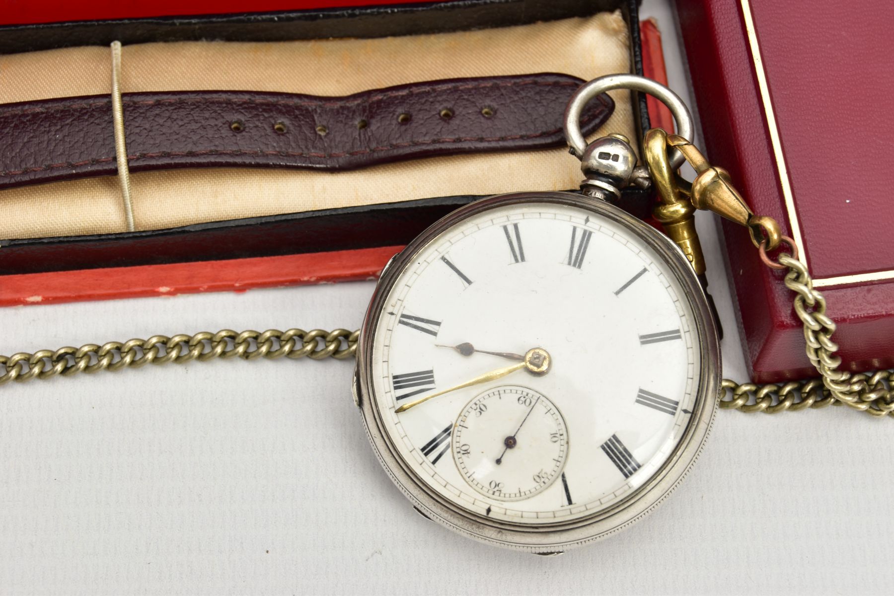 A VICTORIAN SILVER OPEN FACE POCKET WATCH, a hand wound movement, round white dial, Roman numerals - Image 7 of 10